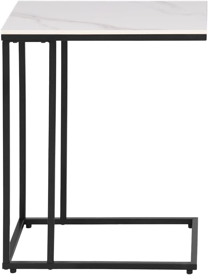 Black Stone C-Shaped Side Table