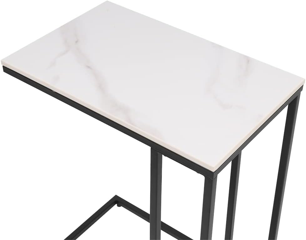 Black Stone C-Shaped Side Table