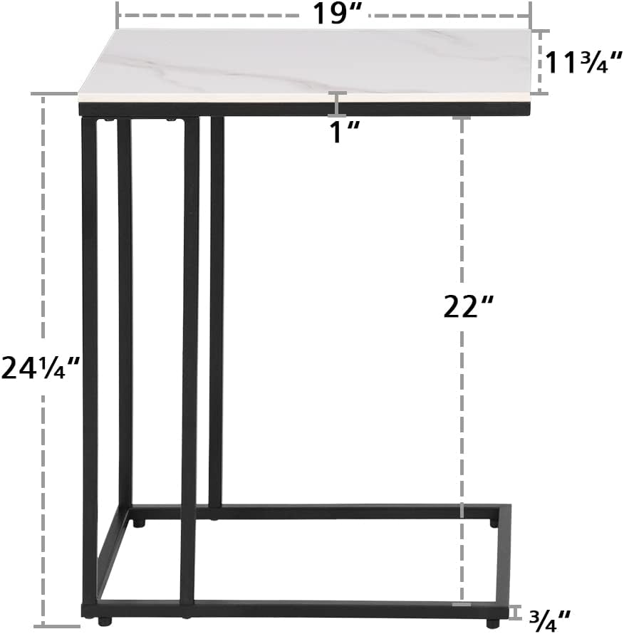 Black Stone C-Shaped Side Table