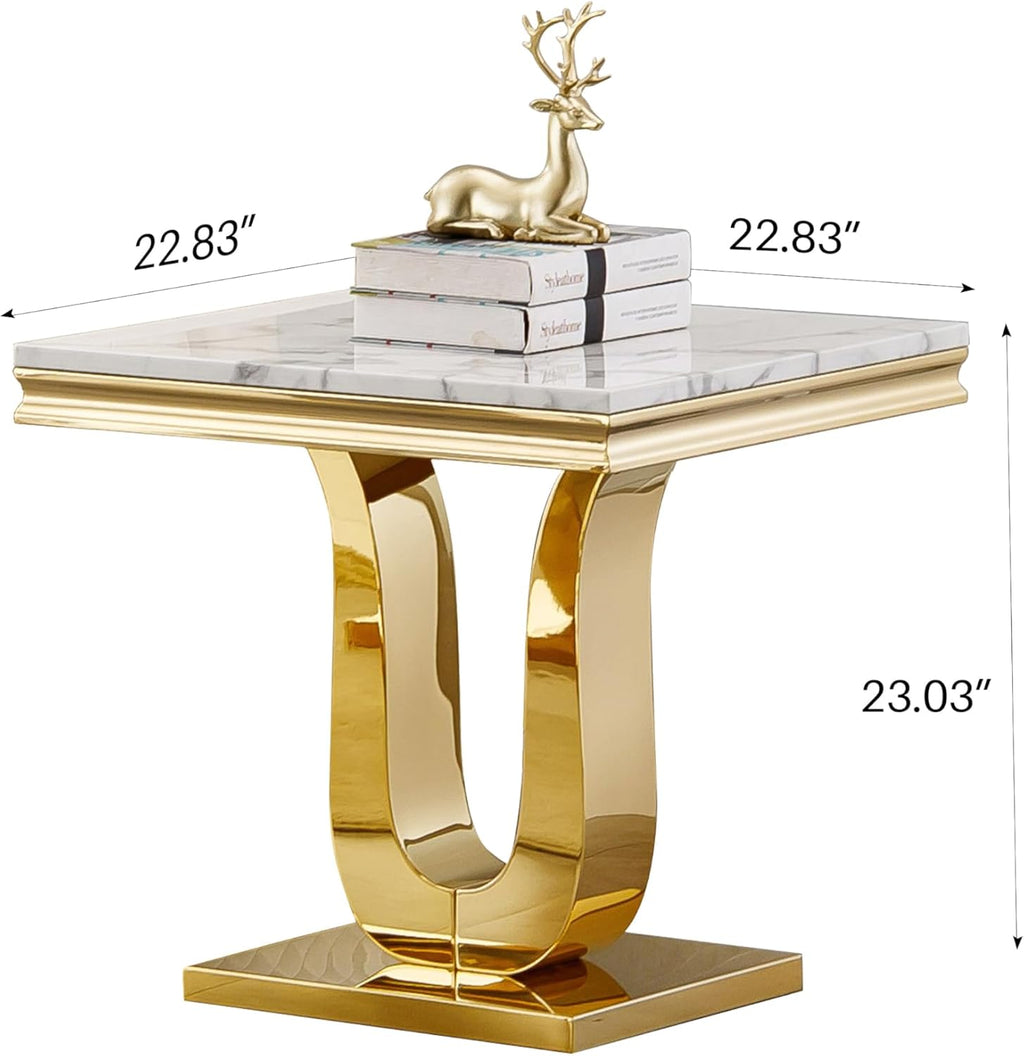 Marble U-Base Rectangular Side Table