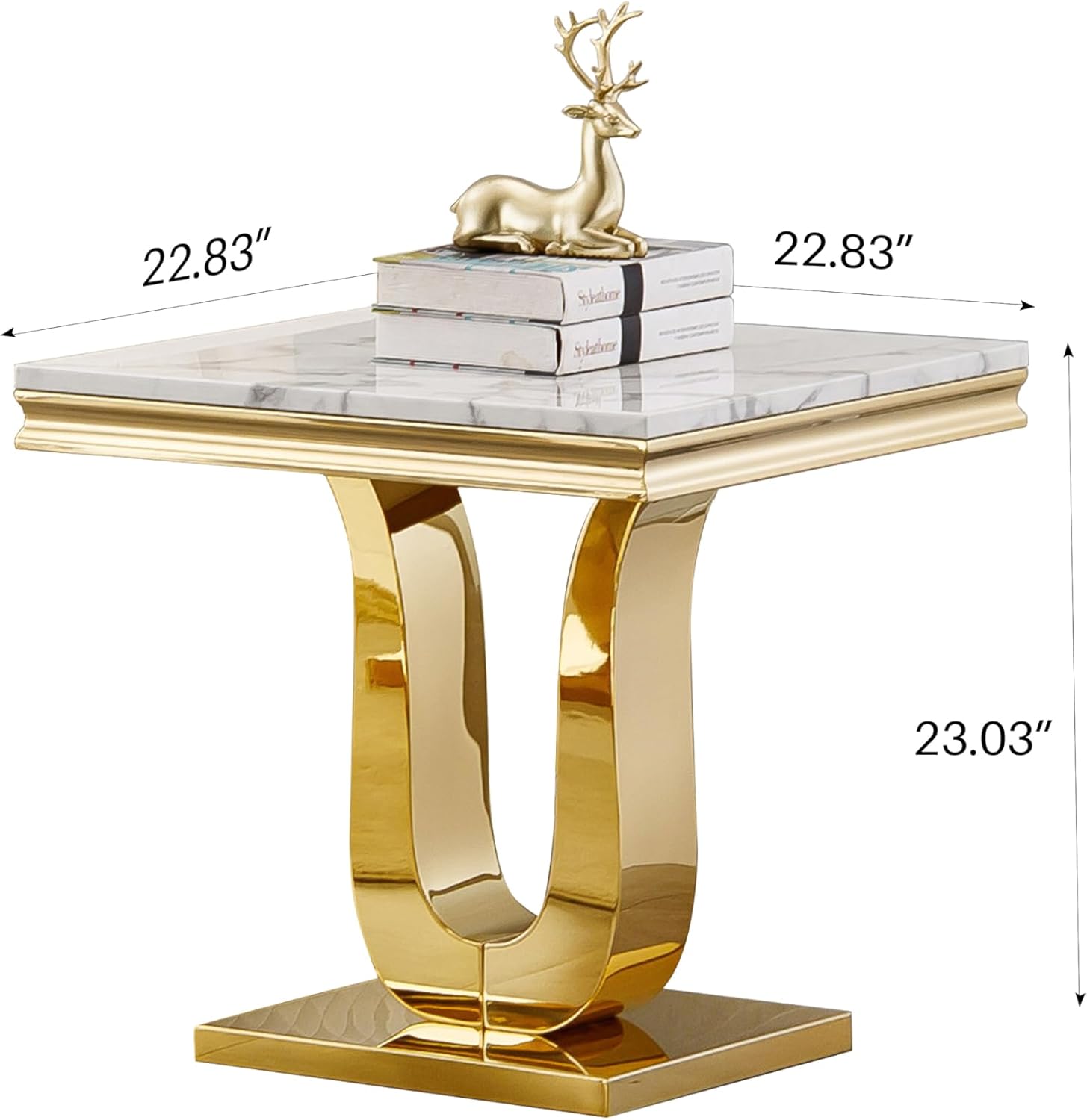Marble U-Base Rectangular Side Table