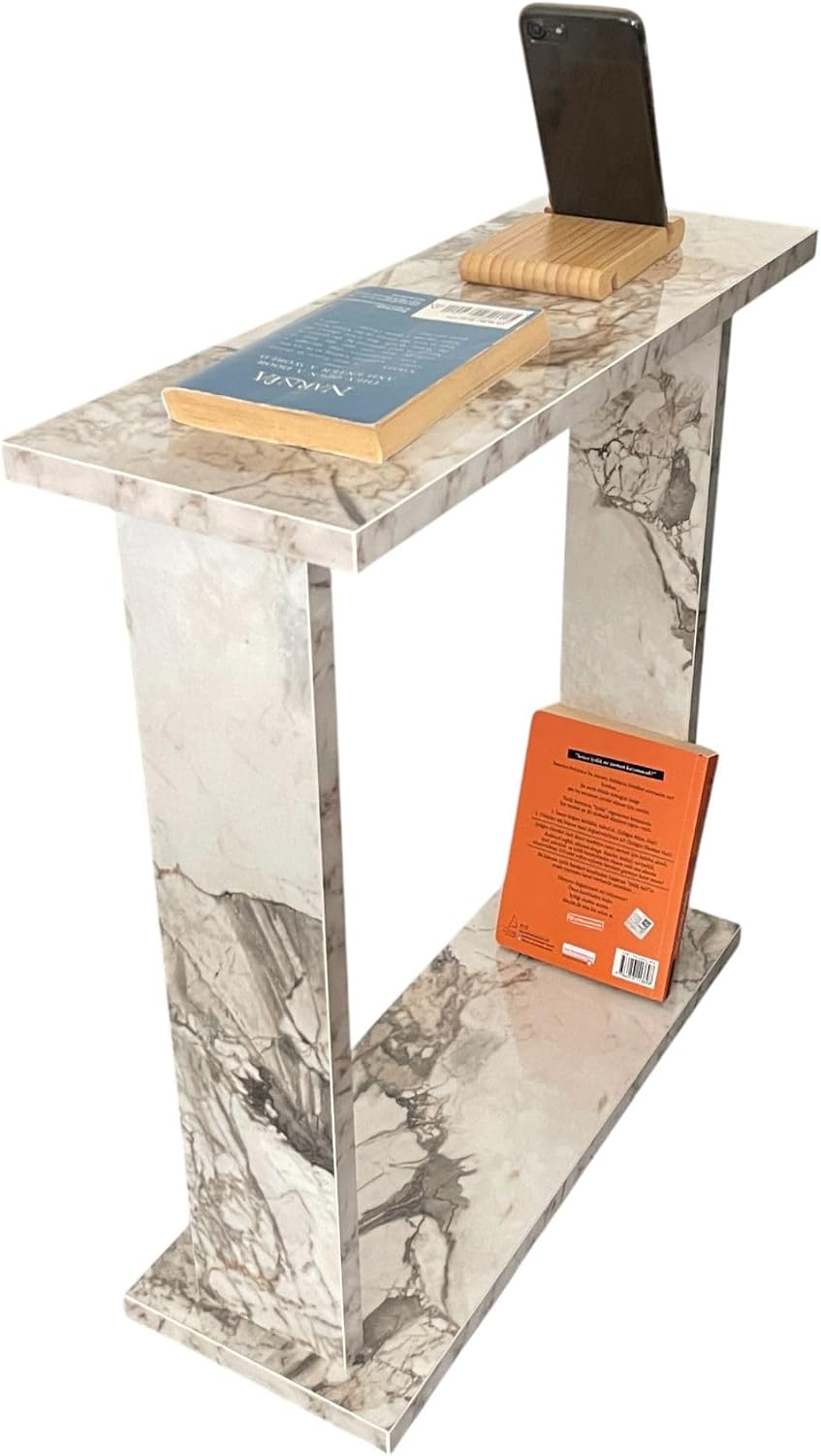 White Marble Slim Side Table