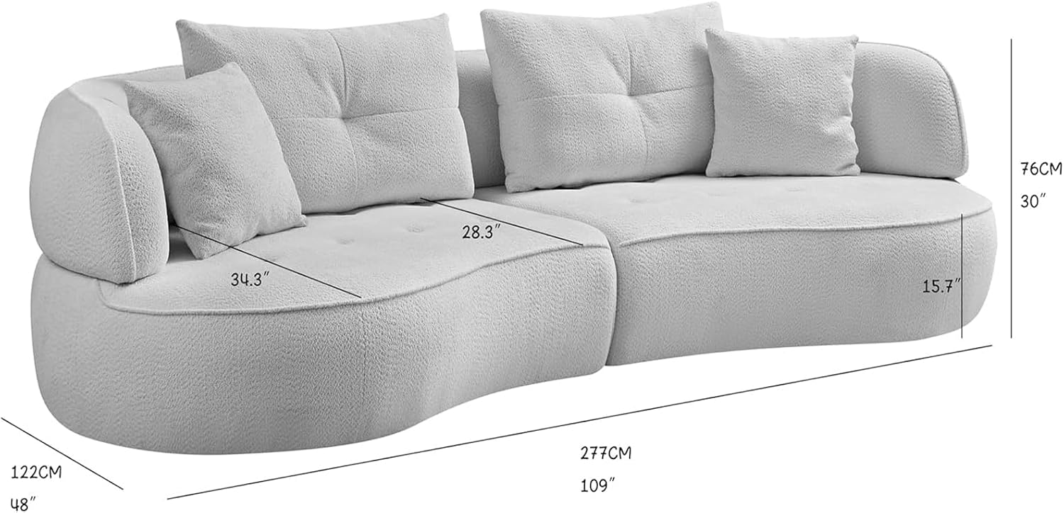 Orange Boucle Curved Cloud Sofa