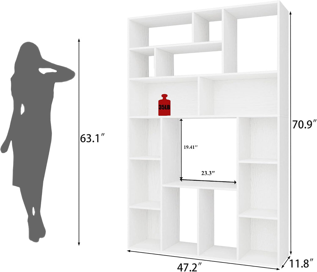 White 71 Inch Cube Open Bookshelf