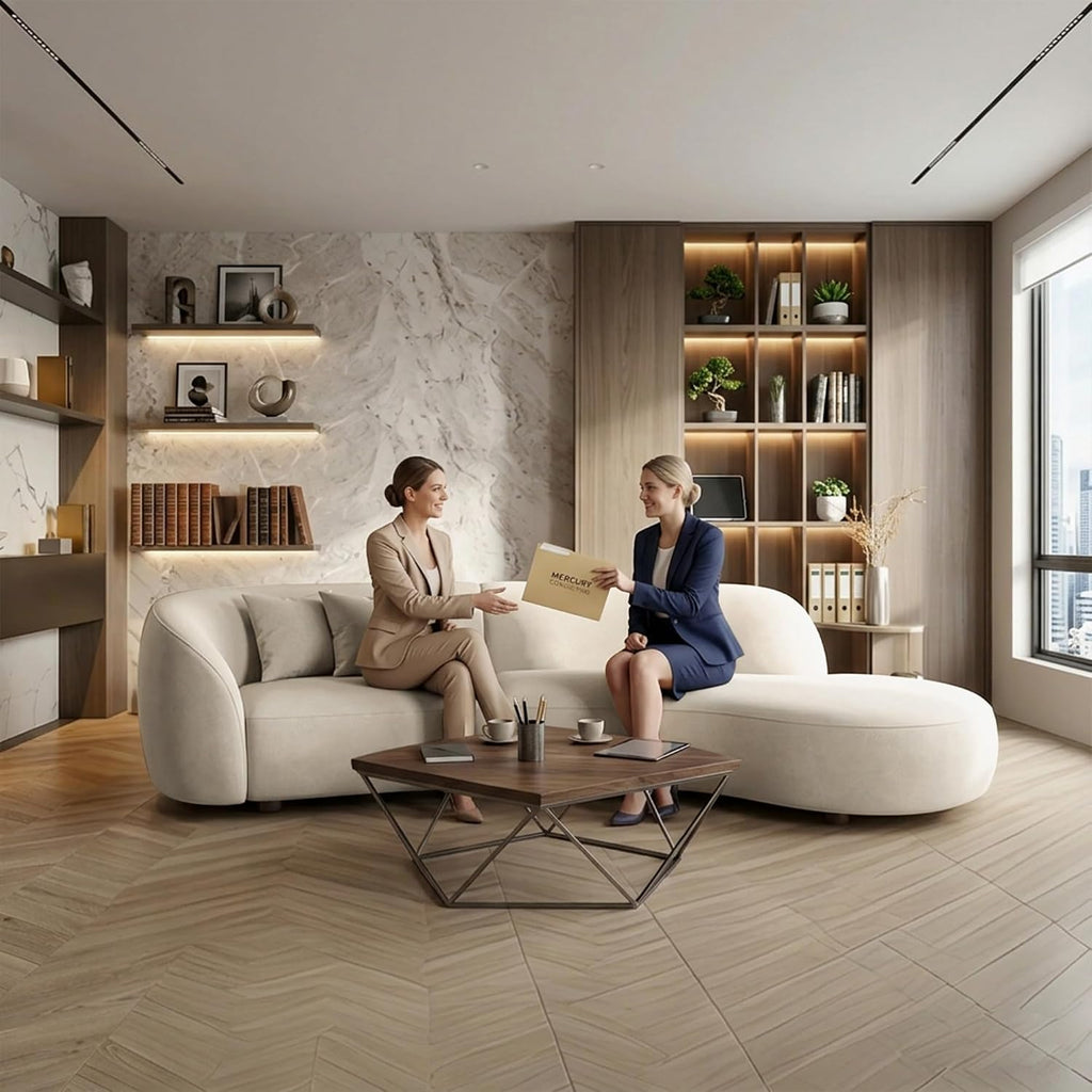 Curved Cloud Fabric Modular Sofa