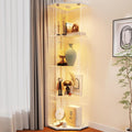 White LED Corner Lockable Glass Display Cabinet