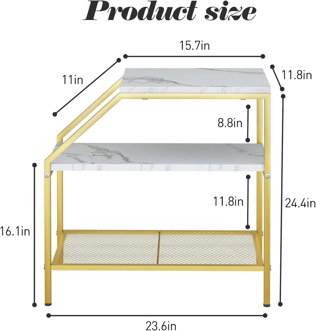 Gold Marble 3-Tier Side Table