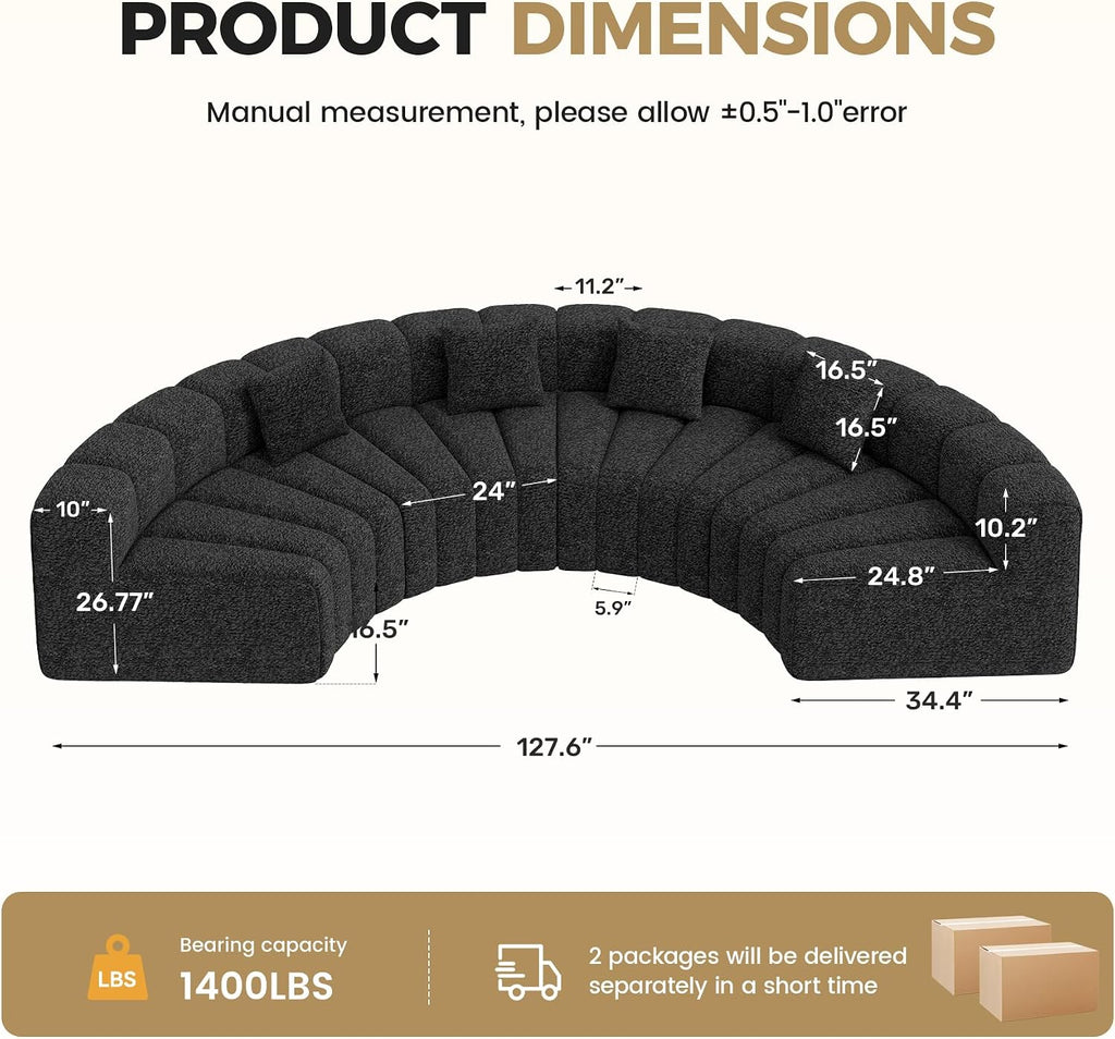 Black Velvet Curved Cloud Sofa