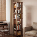 Walnut 6-Tier 360° Rotating Rolling Bookshelf