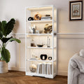 White Frame LED 5-Tier Glass Display Cabinet