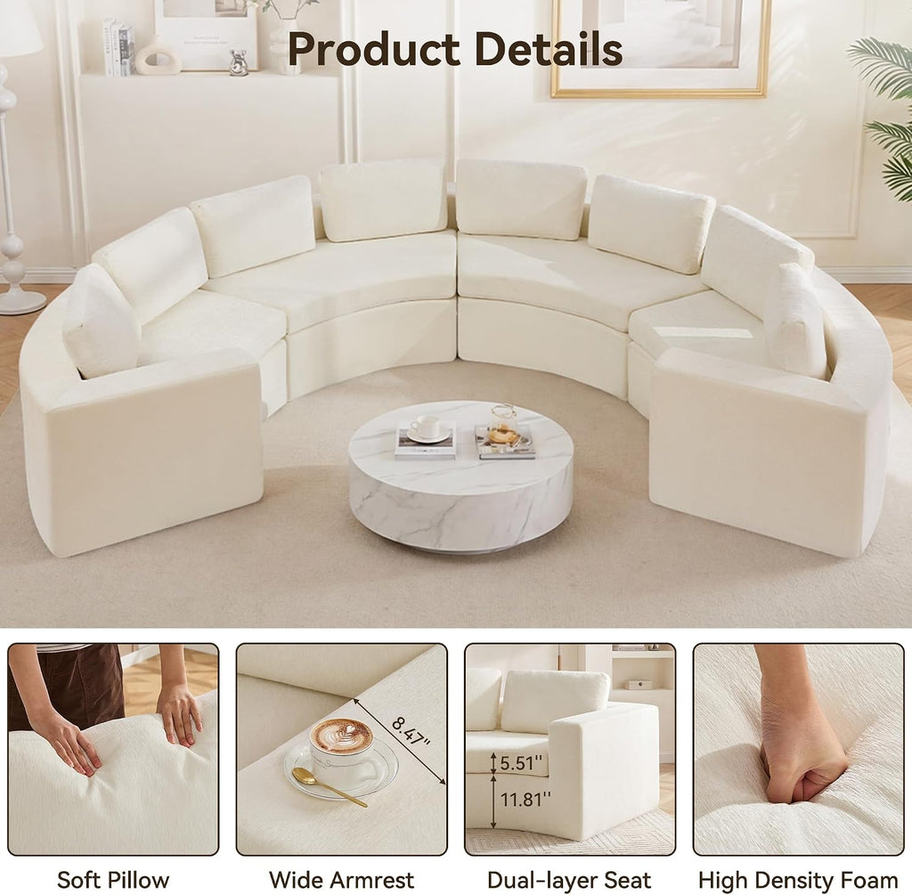 White Curved Cloud 8-Seater Sofa
