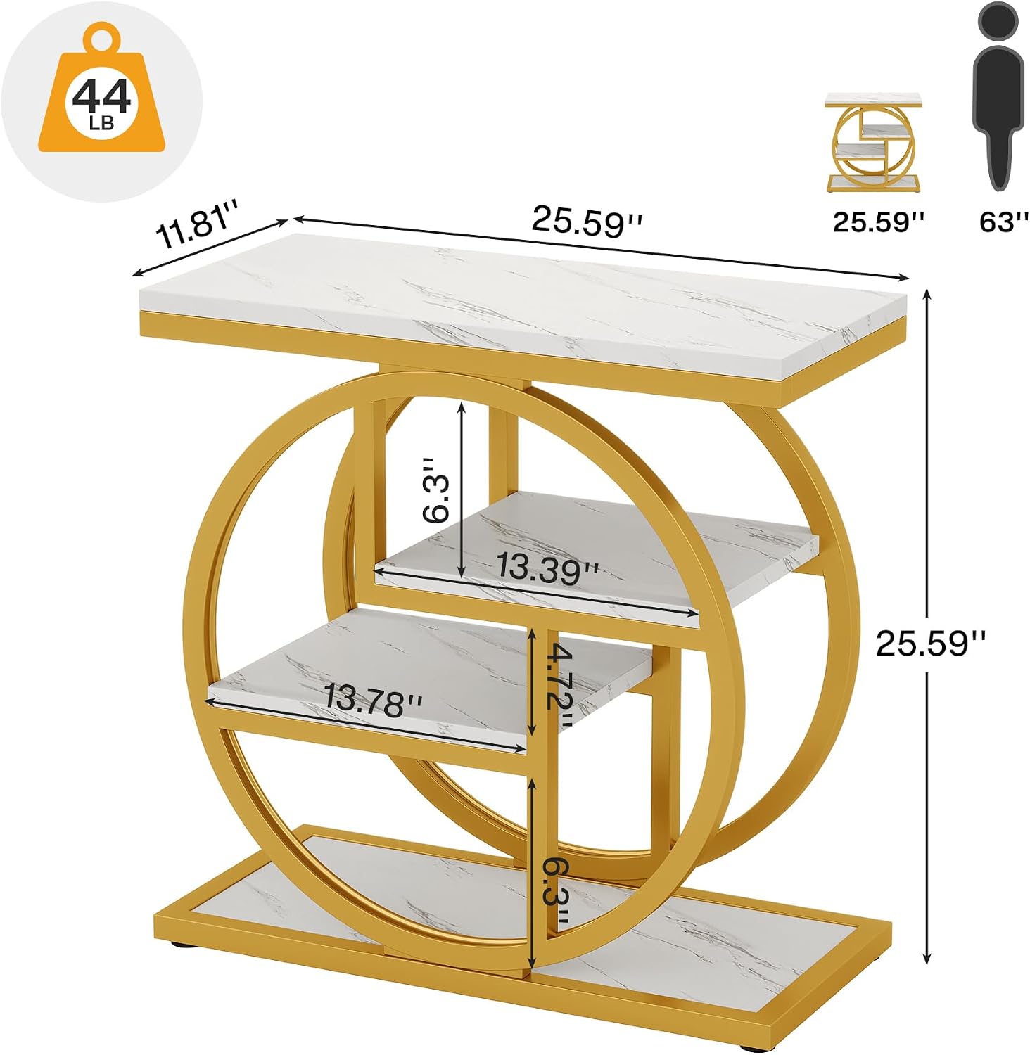 White Gold Marble Narrow End Table Set