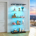 Black Double Door LED Lockable Glass Display Cabinet