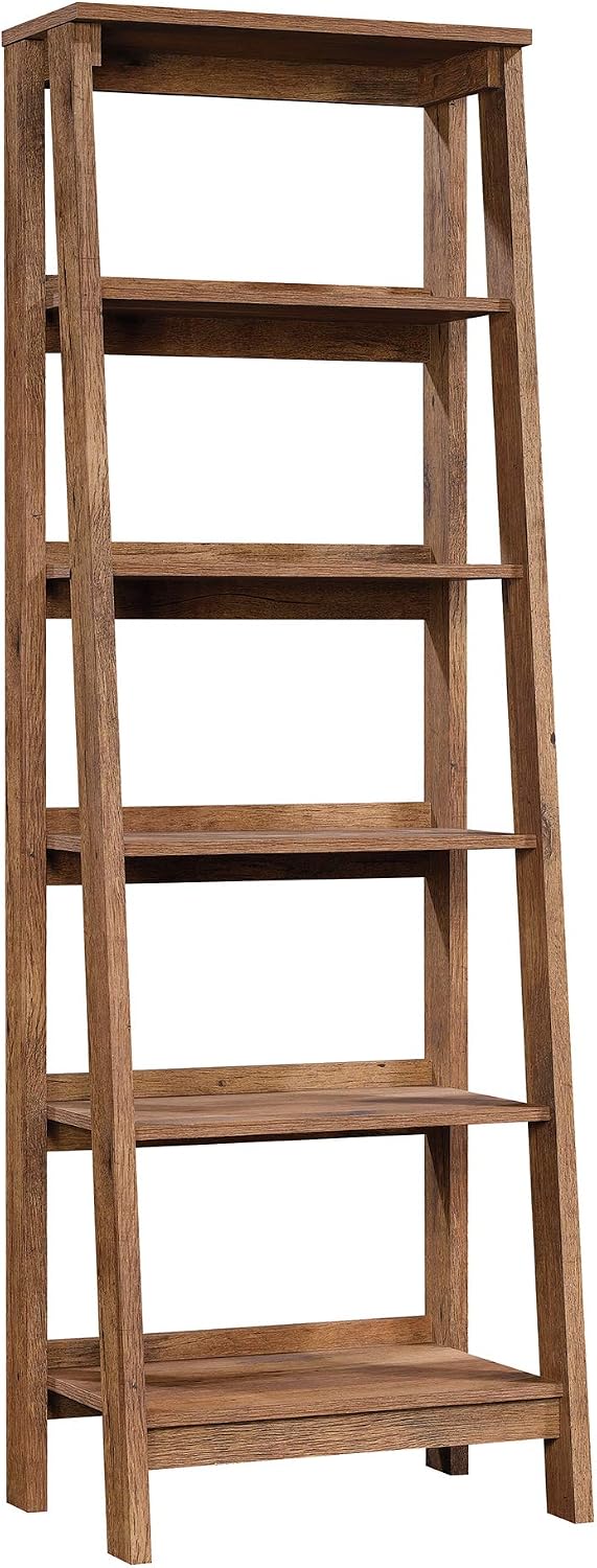 Vintage Oak Trestle 5-Shelf Bookcase