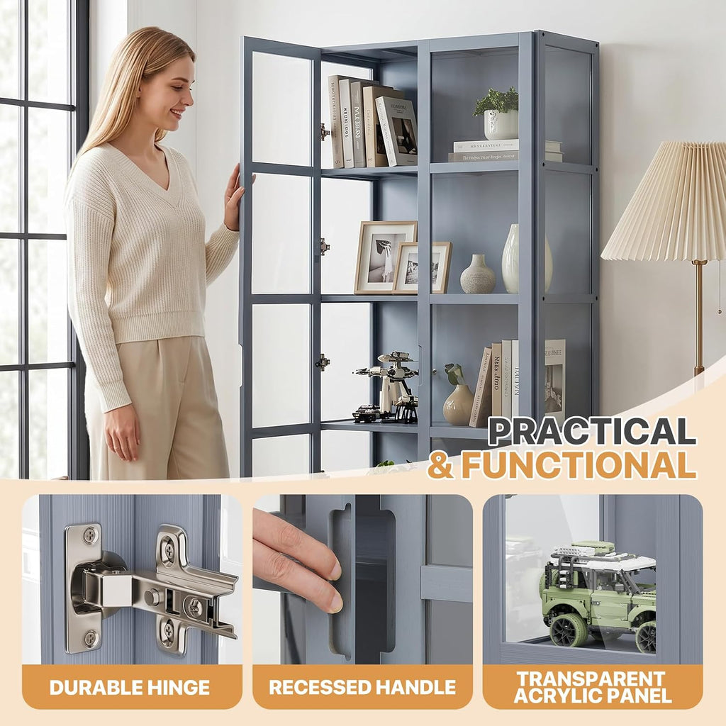 Gray 5-Tier Acrylic Door Display Cabinet