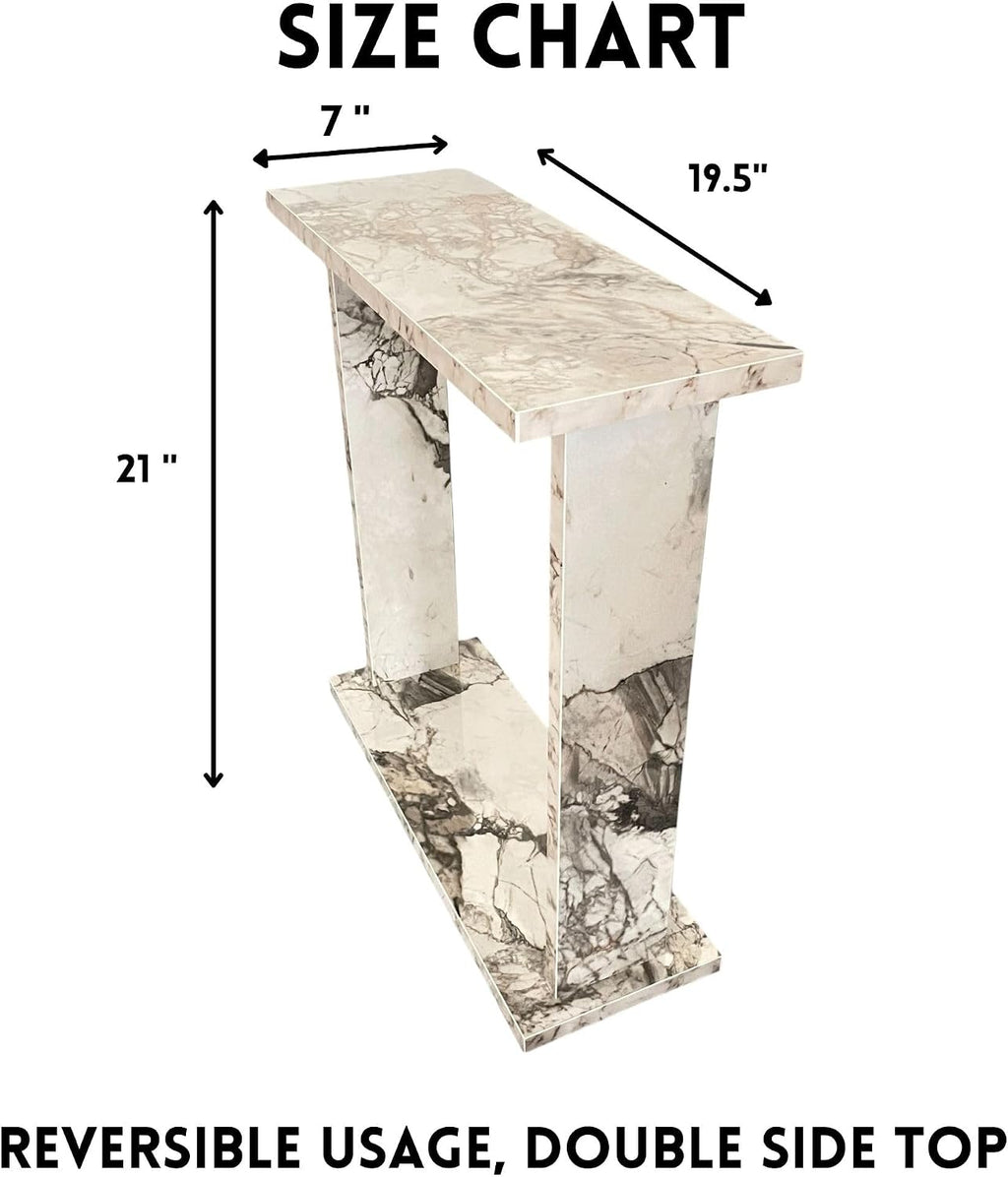 White Marble Slim Side Table