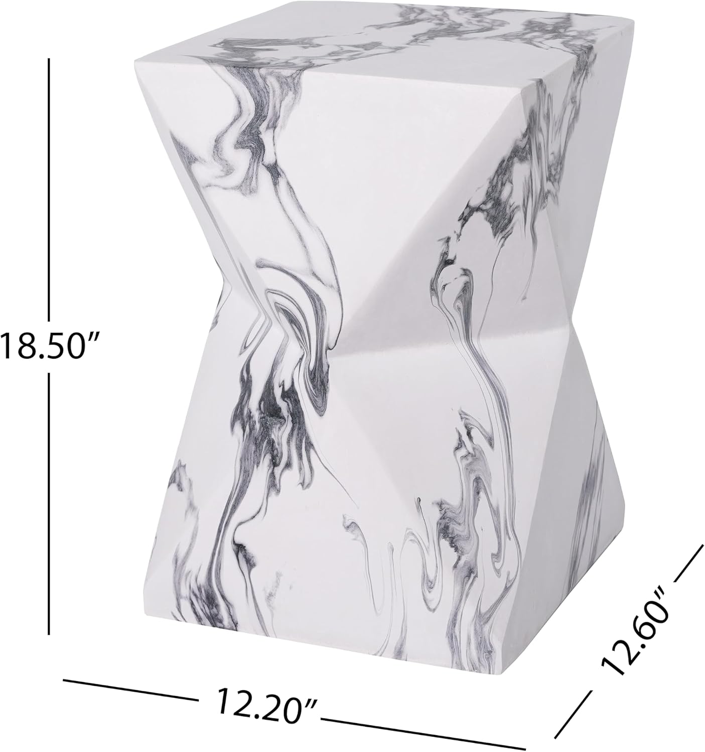 Marble Hourglass Sculptural Side Table