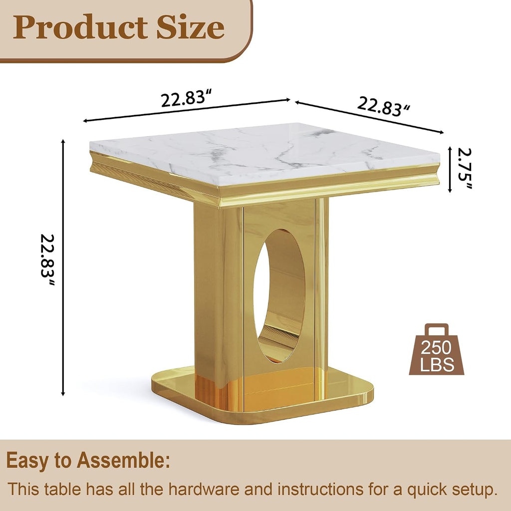 Marble Gold Luxury Square Side Table