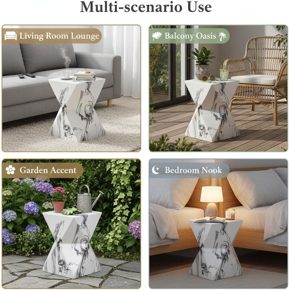 Marble Hourglass Sculptural Side Table