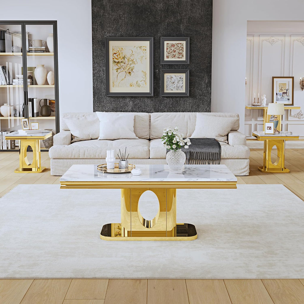 Marble Gold Luxury Square Side Table