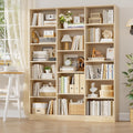 Light Oak Triple Wide 6-Tier Open Bookshelf