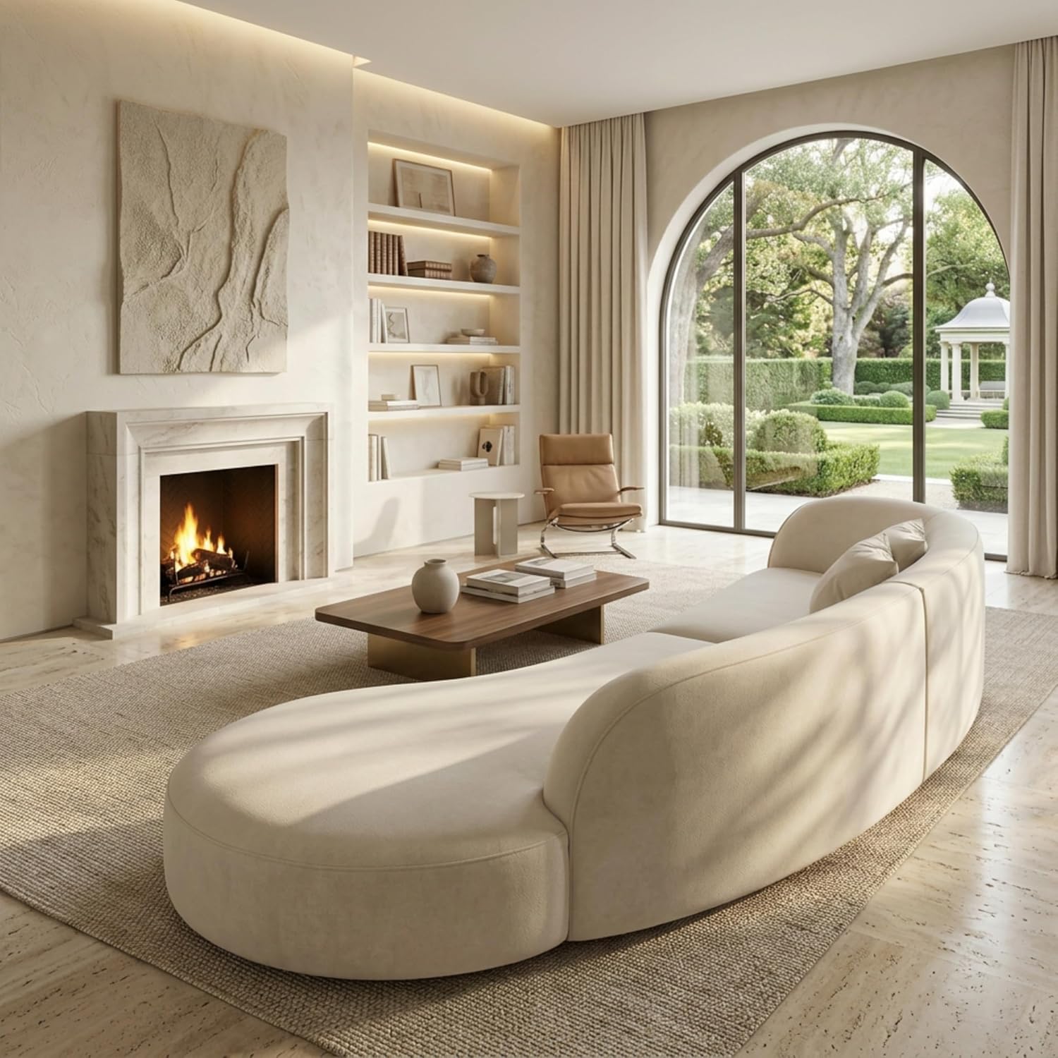 Curved Cloud Fabric Modular Sofa