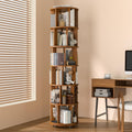 Walnut 6-Tier 360° Rotating Rolling Bookshelf