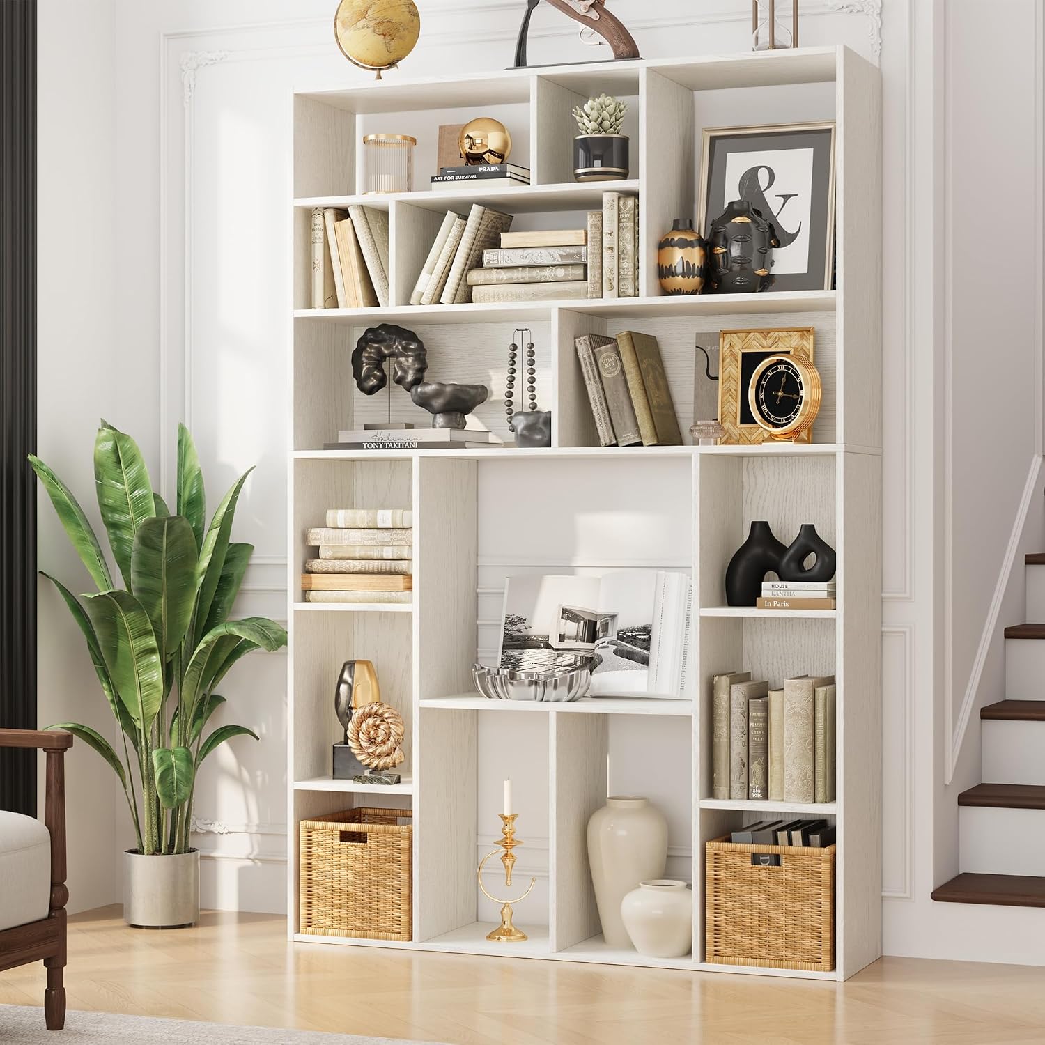 White 71 Inch Cube Open Bookshelf