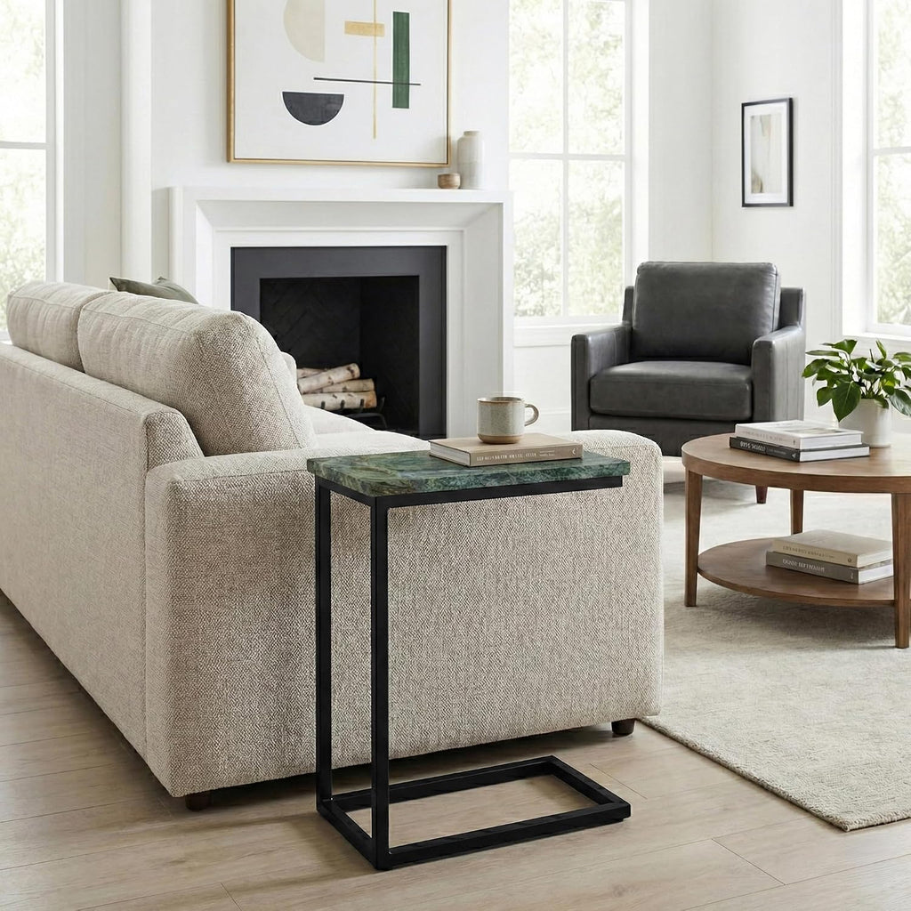 Black Green Marble C-Side Table