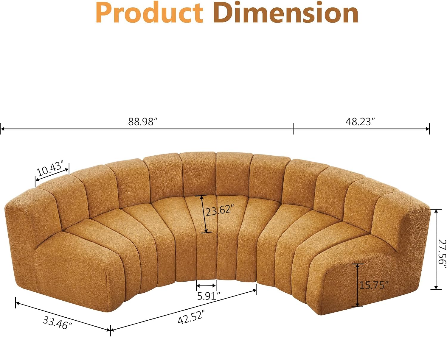 Turmeric Velvet Curved Cloud Sectional Sofa