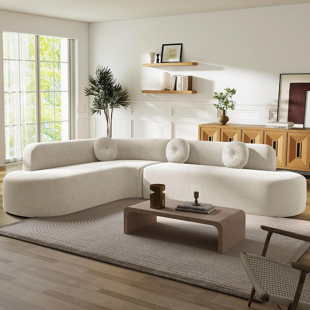 Beige Curved Cloud Floor Sofa