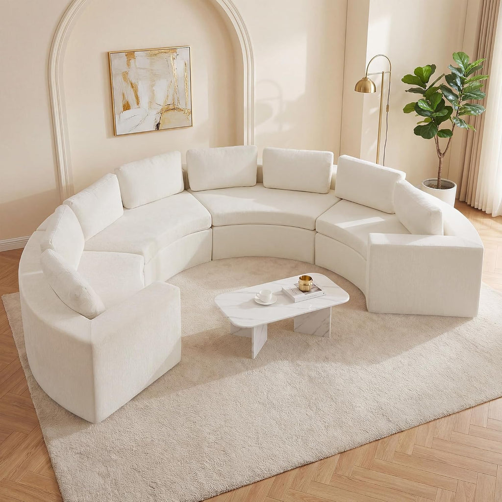 White Curved Cloud 8-Seater Sofa