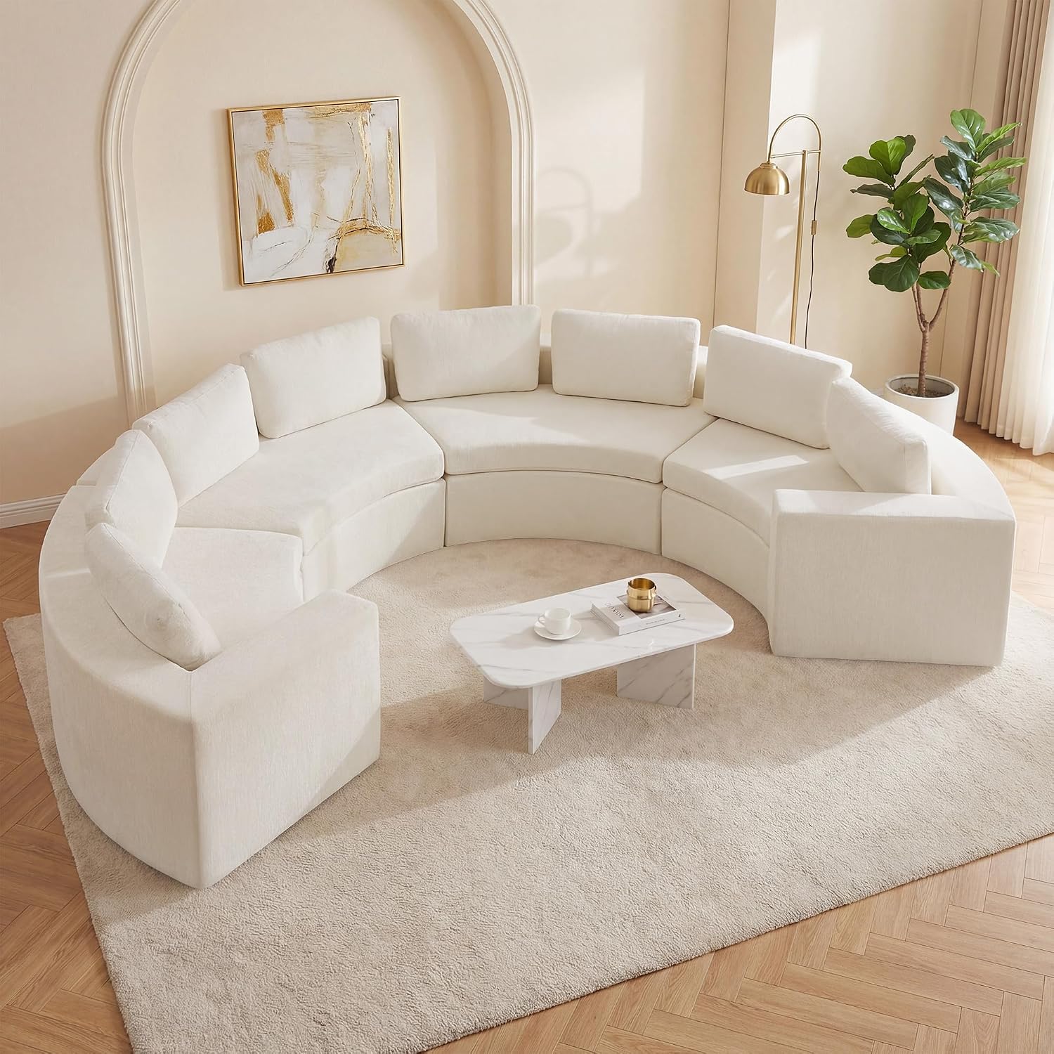 White Curved Cloud 8-Seater Sofa