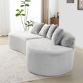 Grey Velvet Curved 4-Seater Sofa