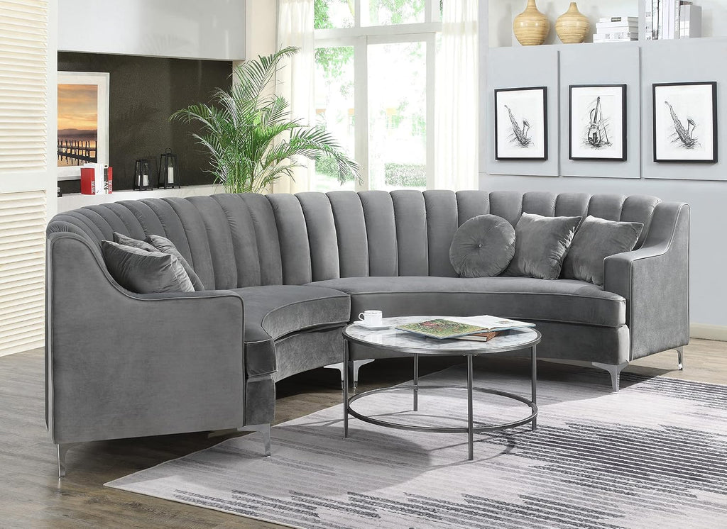 Grey Velvet Arc Cloud Curved Sofa