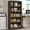 Walnut Farmhouse Arched Base 5-Tier Bookshelf