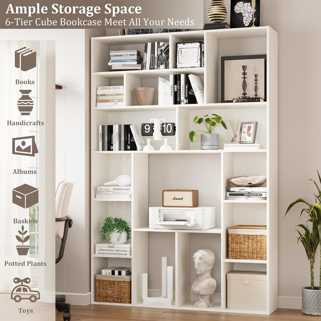White 71 Inch Cube Open Bookshelf