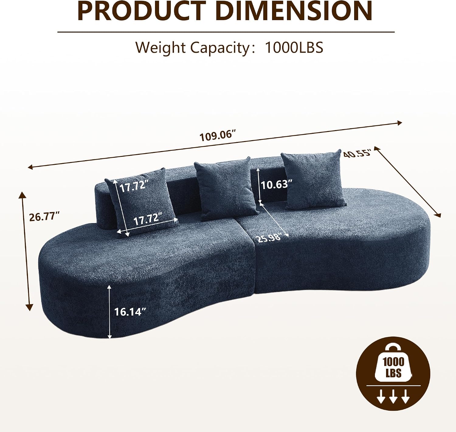 Blue Velvet Curved Cloud Sectional Sofa