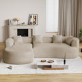 Light Brown Curved Chenille Sectional Sofa