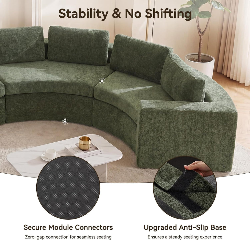 Green Curved Cloud Sectional Sofa