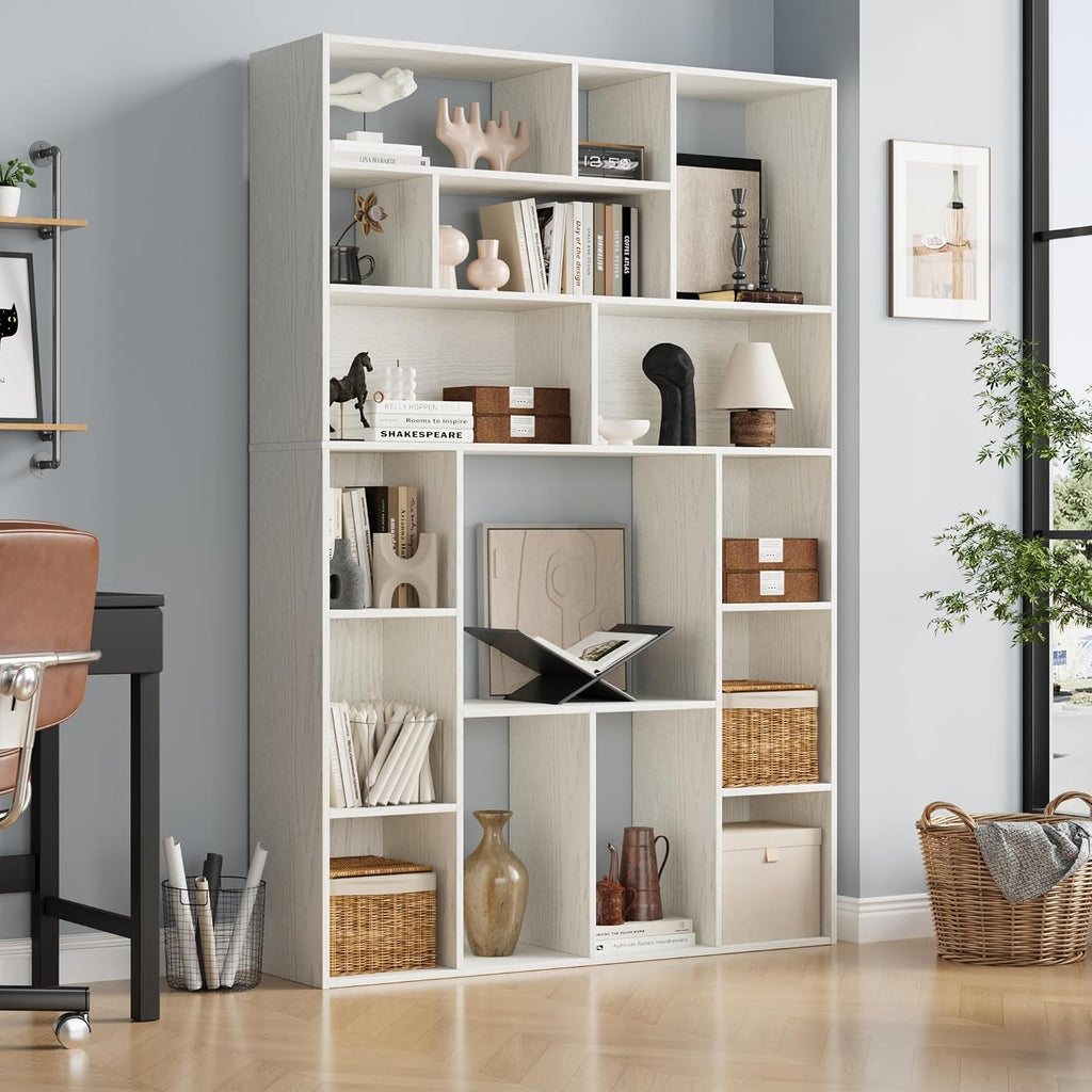 White 71 Inch Cube Open Bookshelf