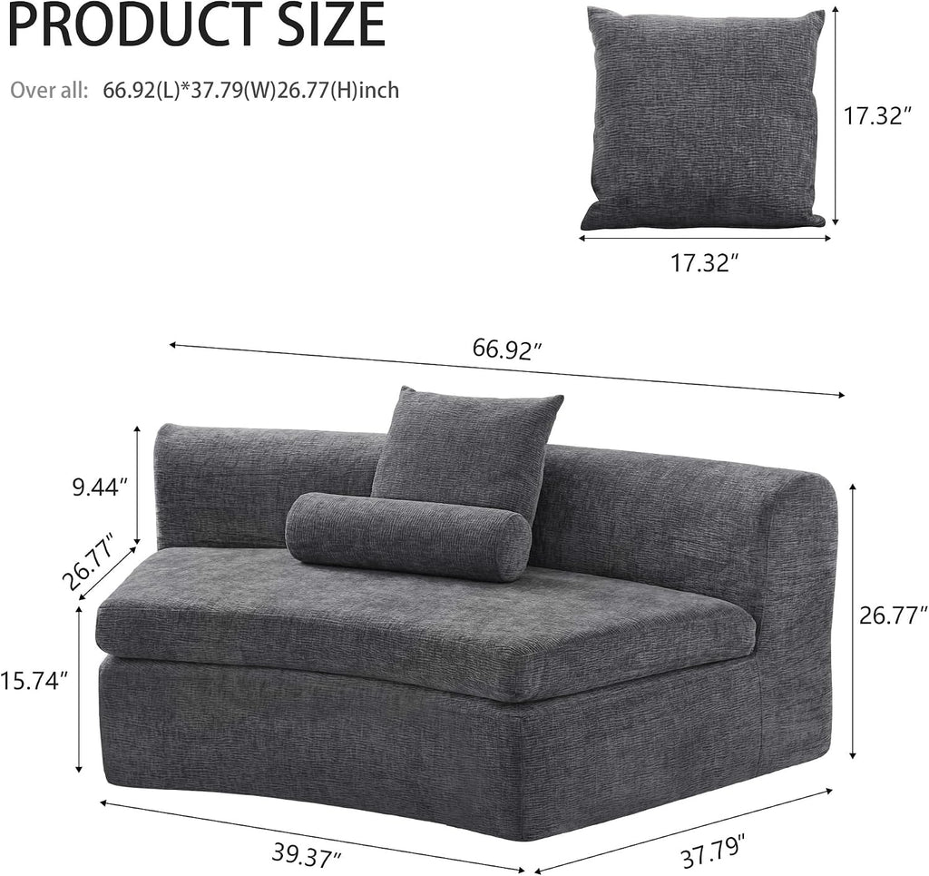 Gray Chenille Curved Cloud Sofa