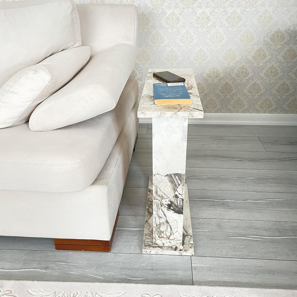 White Marble Slim Side Table