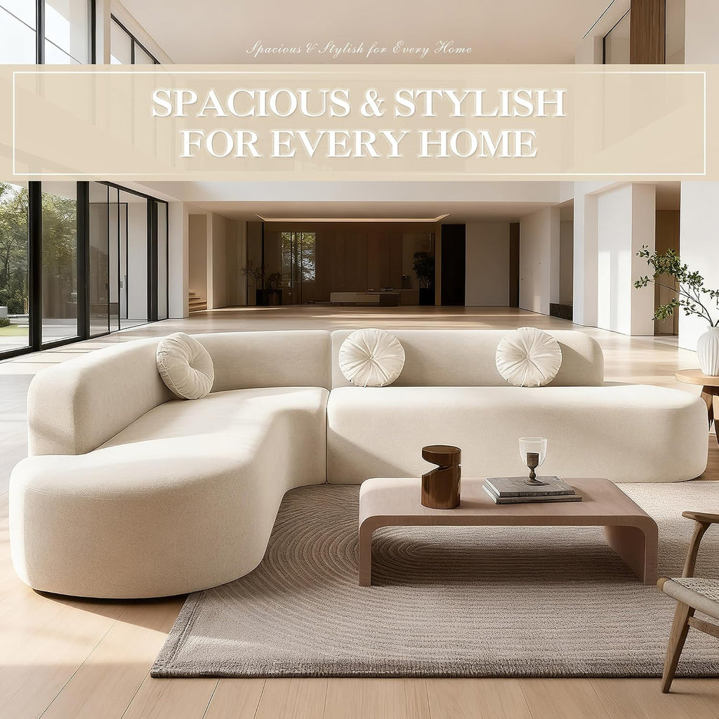 Beige Curved Cloud Floor Sofa