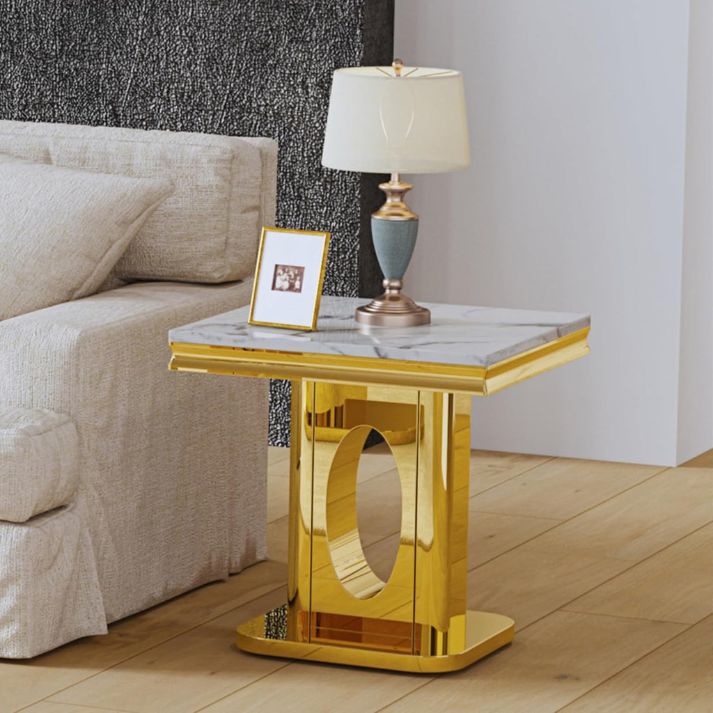 Marble Gold Luxury Square Side Table