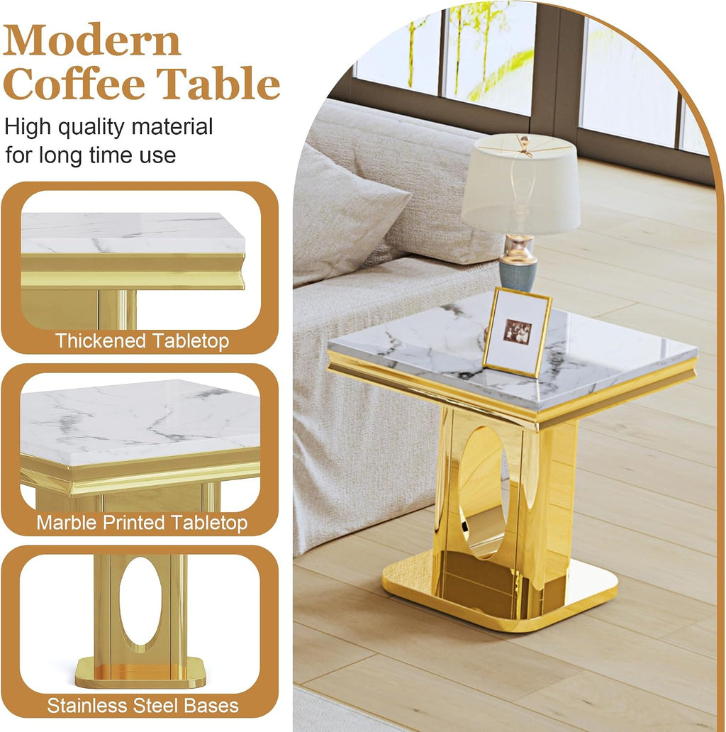 Marble Gold Luxury Square Side Table
