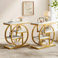 White Gold Marble Narrow End Table Set