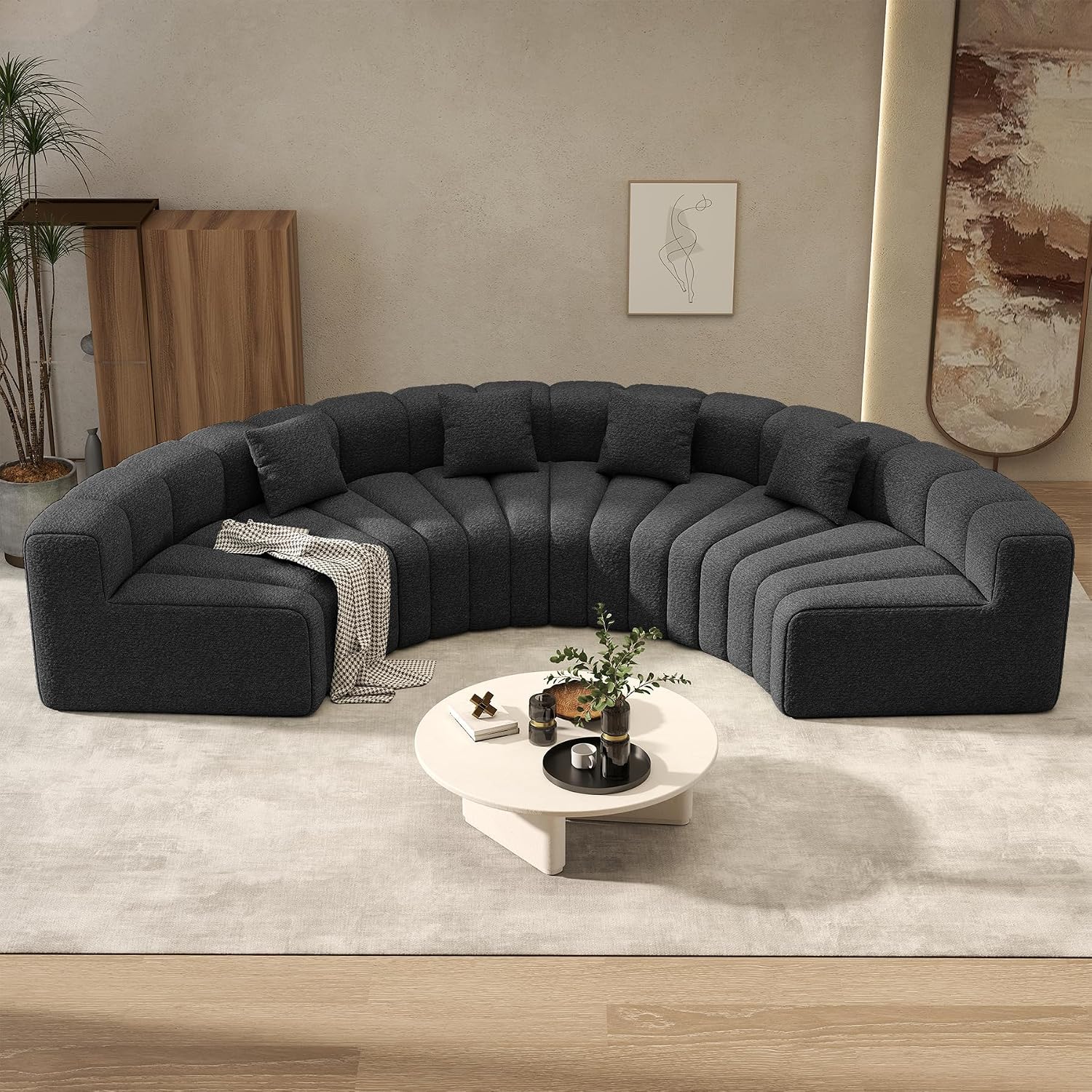 Black Velvet Curved Cloud Sofa