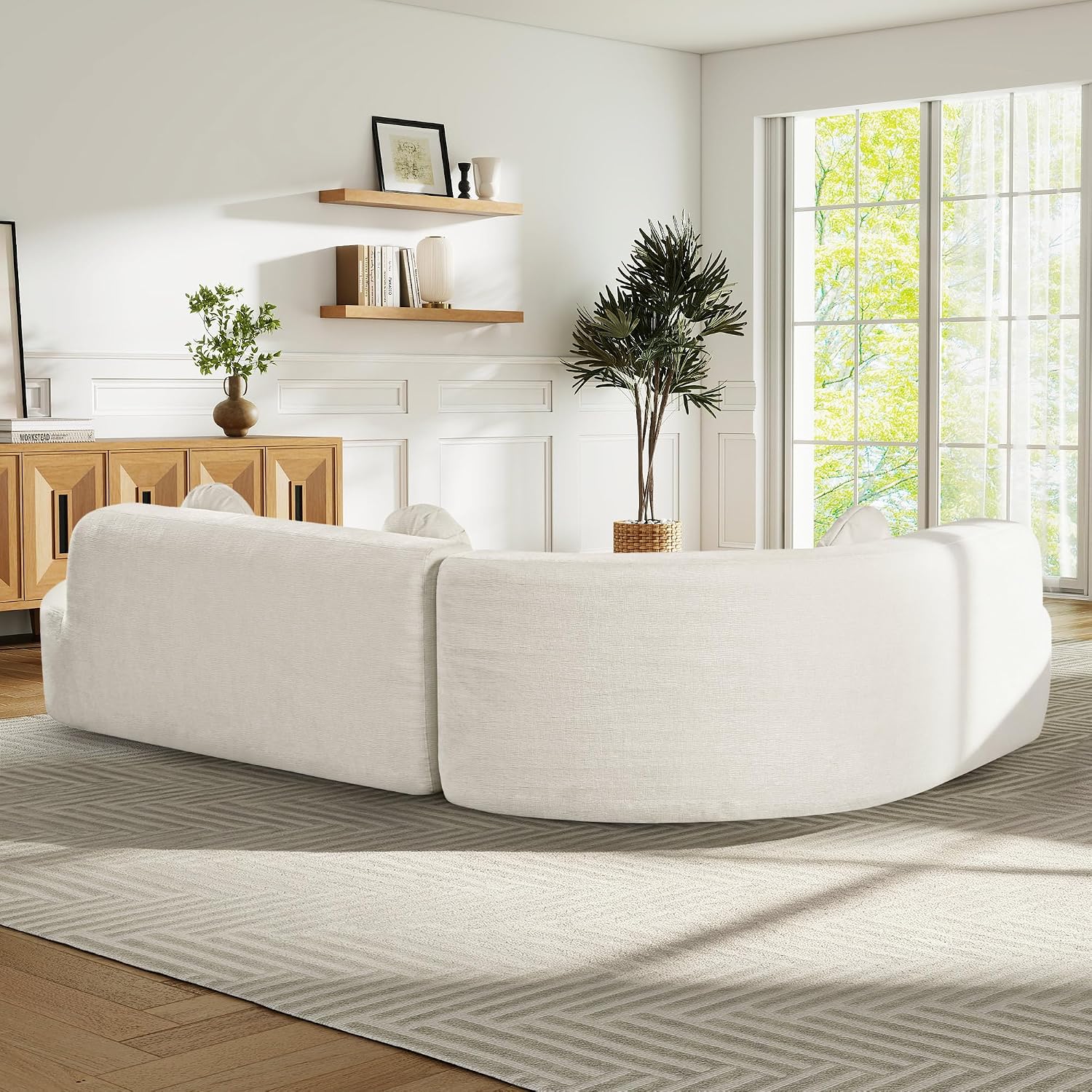 Beige Curved Cloud Floor Sofa