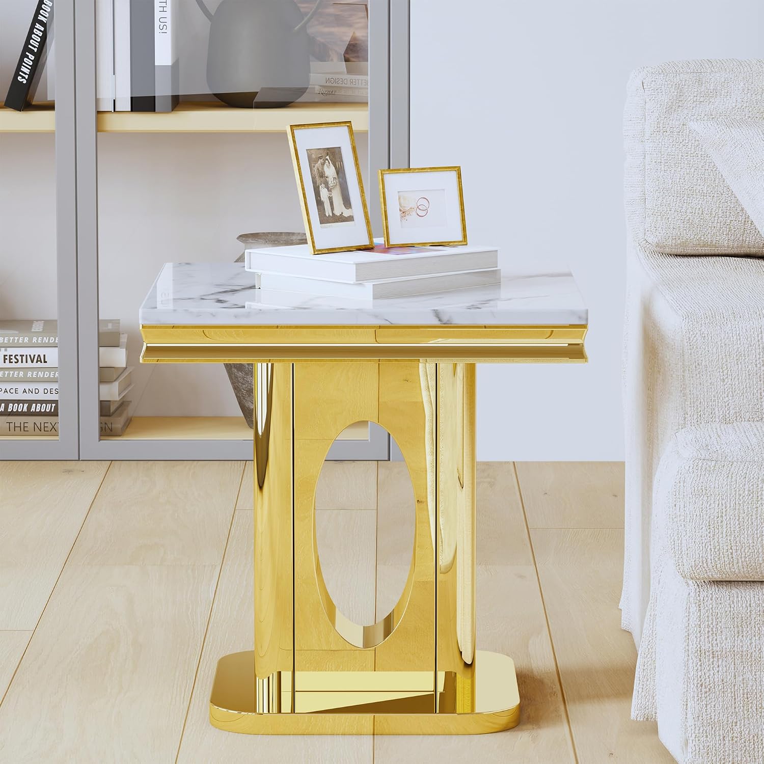 Marble Gold Luxury Square Side Table